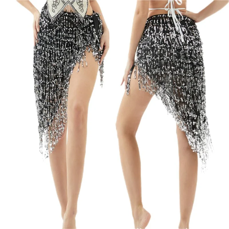 Hot Sale Women Dynamic Sequins Belly Dance Waist Chain Skirts Oriental