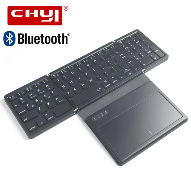 Mini Teclado Bluetooth Sem Fio Dobrável, Recarregador com Touchpad