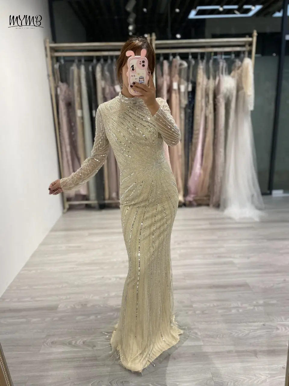 MYMB Long Sleeves Beading Champagne Evening Dress for Special Events Dubai  Luxury Mermaid Muslim Women Wedding Party Gown gala - AliExpress 320