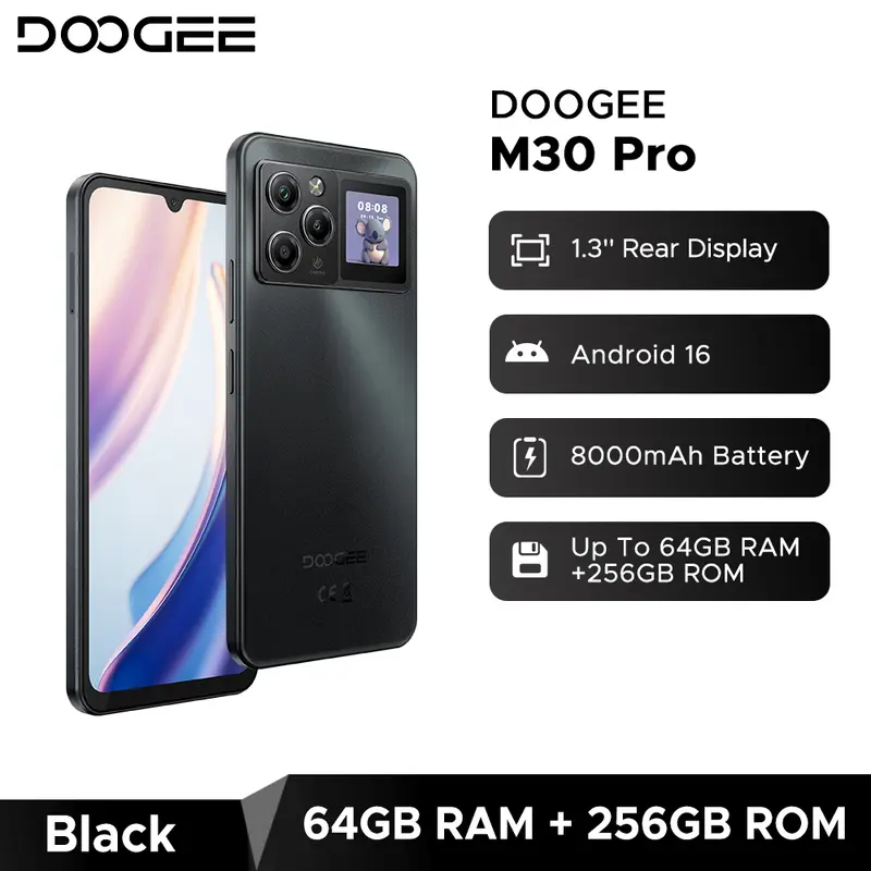 World Premiere DOOGEE M30 Pro Smartphone 1.3'' Rear Display 8000mAh 6.88'' Screen 64GB RAM(8GB+56GB) 256GB ROM Android 16 NFC - Image 12