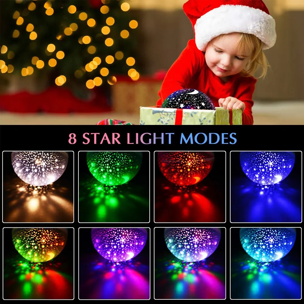 Starry Projector Night Light Rotating Sky Moon Lamp Galaxy Lamps Home Bedroom DecorationStarlight Christmas Lights for Kids Gift