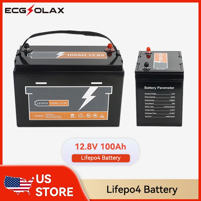 PowMr 12.8V 100AH LiFePo4 Lithium Battery 1280WH Batteries Rechargeable Lithium Bateria Pack Max 4Pcs Series Solar Battery 12V