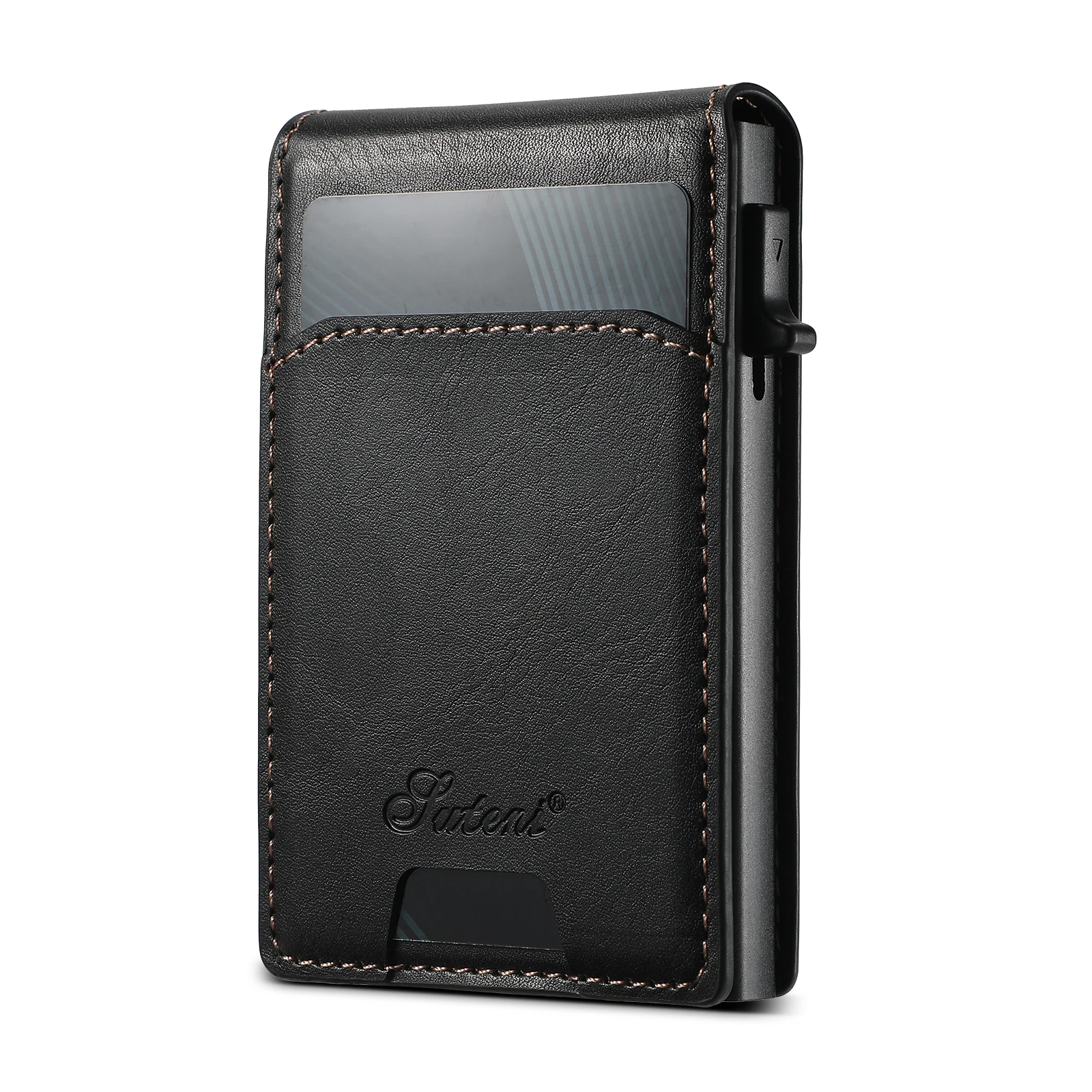 SUTENI Card Slot Wallet Flip Cover Luxury PU Leather Button card box Pressing The Button Automatically Ejects The Card 6