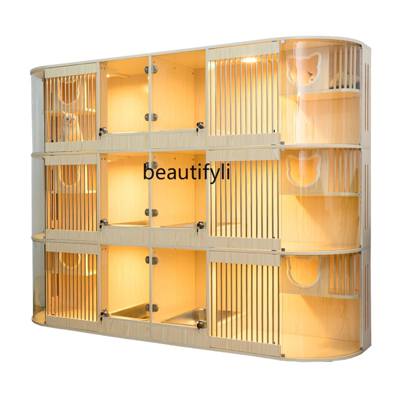 

Многослойный изогнутый стеклянный шкаф zqSolid Wood для домашних животных