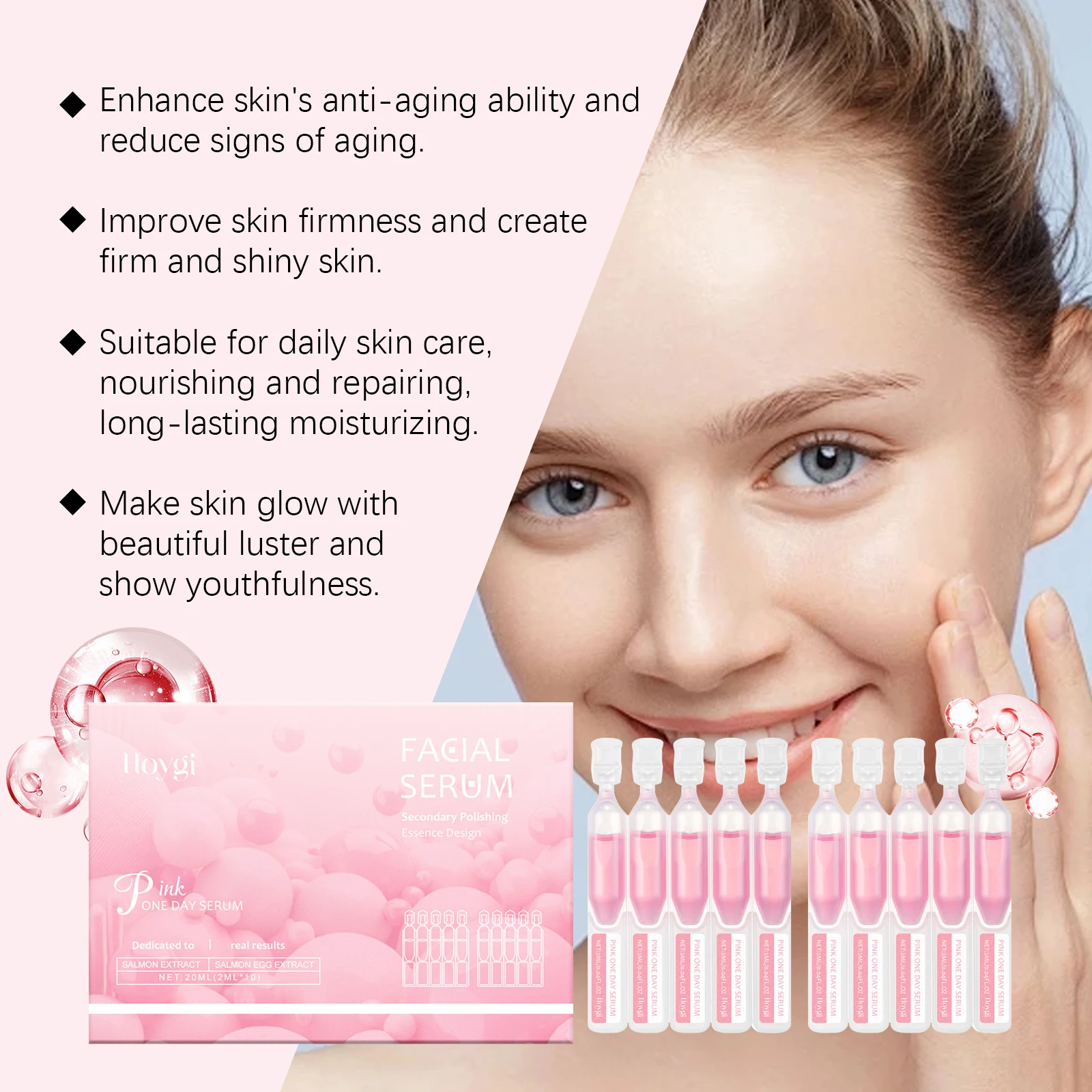 Firming Face Serum Secondary Polishing Fade Fine Lines Oil Control Even Skin Tone Increase Elasticity Repairing Portable Essence 6