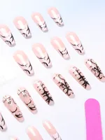 24 PCs Fake Nails with 1 Nail Glue and 1 Nail File 3