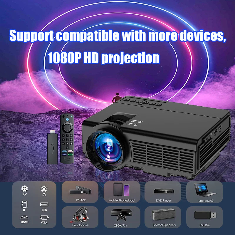 Mini LED Intelligent Projector 4K 1980*1080P BT 5.0 HDMI USB Audio Home Media Player Beamer Outdoor Travel HD Portable Projector