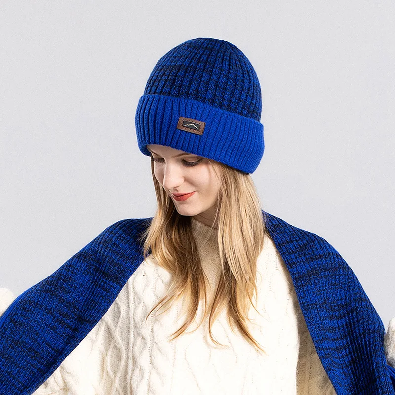 Premium Hat Glove Scarf Three Piece Set Winter Outdoor With Fleece Insulation Ear Protection Knitted Yarn Wool Hat Men Female