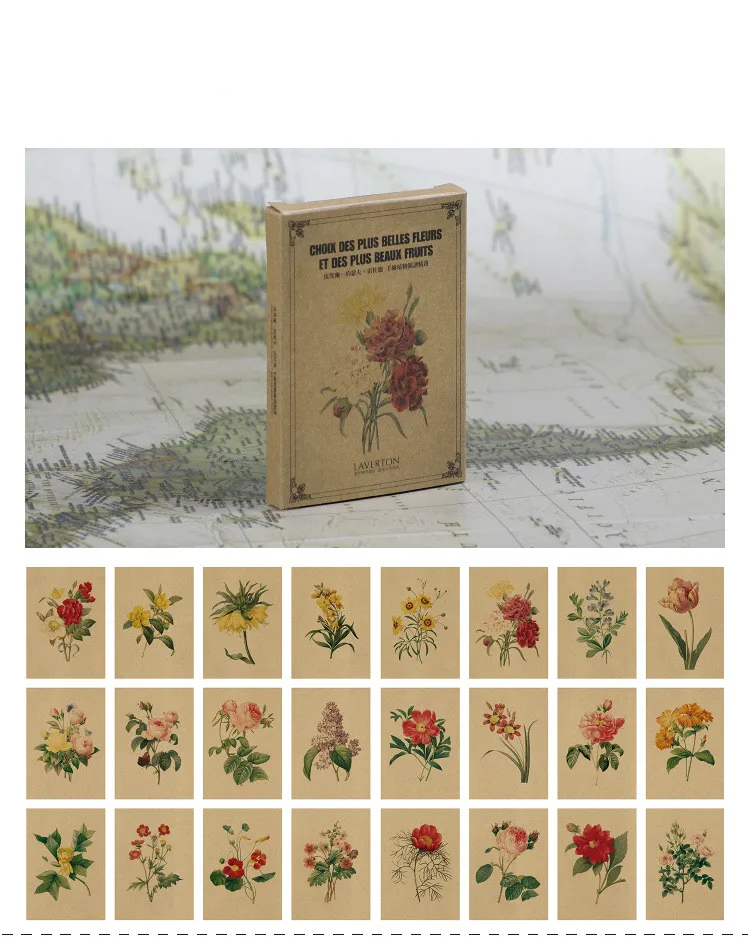 Handbemalte Postkarte mit Pflanzenillustration, Blumen-Dekorationskarte, Retro-Kraftpapier-Grußkarte, hochwertige Geschenk-Wunschpostkarte – Detail 1