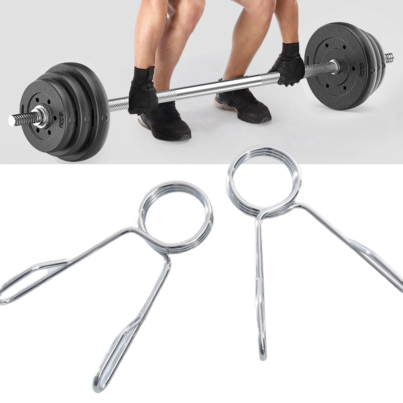 

Durable High Quality Spring Collars Barbell Accessories Silver Color Solid Metal Weight Spring Heavy Duty Design