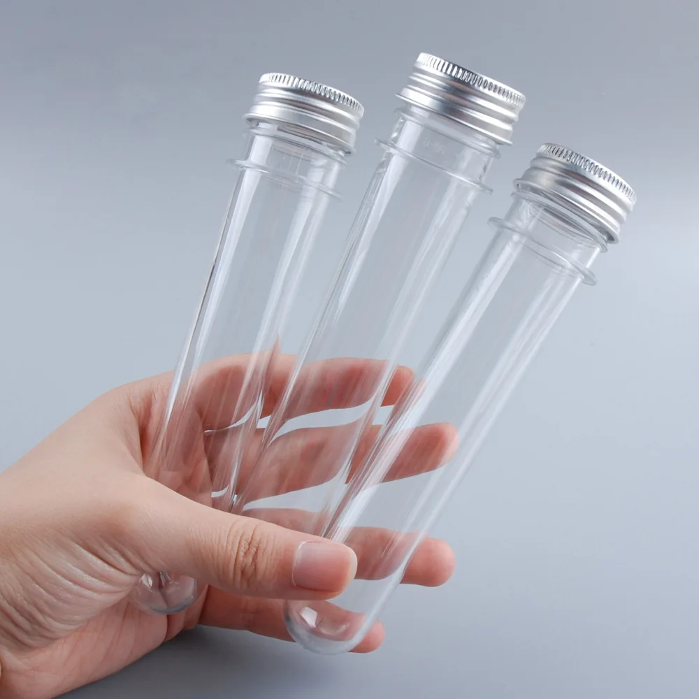 

20Pcs 50ml Clear Tubes With Screw Caps Plastic Test Tubes for Candy Transparent Cosmetic Lotion Containers
