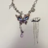 Colored Crystal Butterfly Tassel Necklace Fashion Star Heart Crystal Butterfly Pendant Necklace Trendy Jewelry Presents 5
