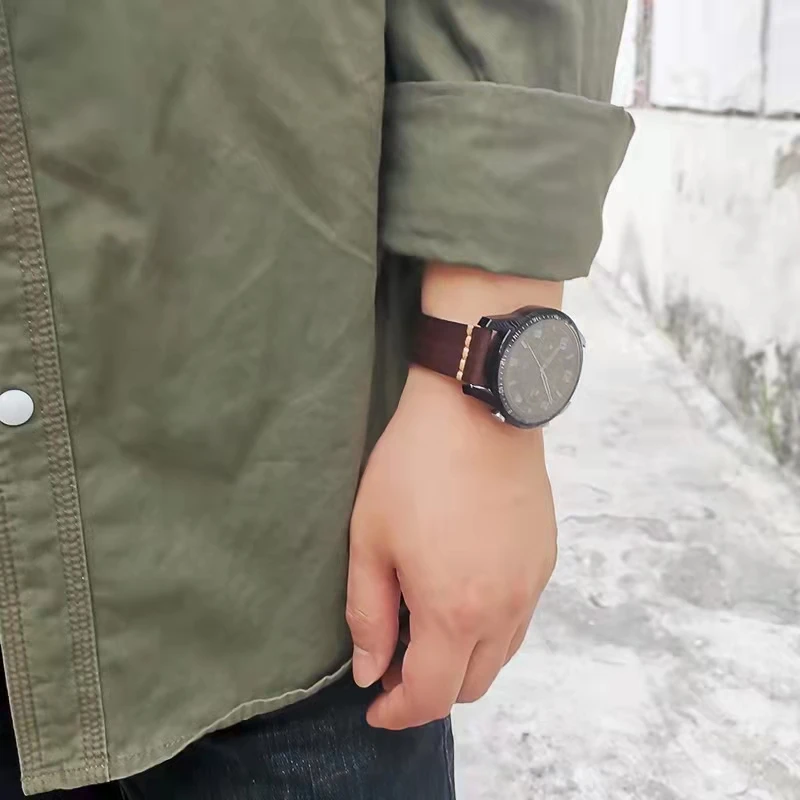 22mm 20mm Leather strap For Samsung Galaxy watch 3/4 Huawei watch 3 pro GT2 Sports Smart Watch Premium Wristband For Amazfit GTR