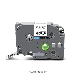 Versatile Laminated White Labeling Tape for Efficient Organization (Black on White)