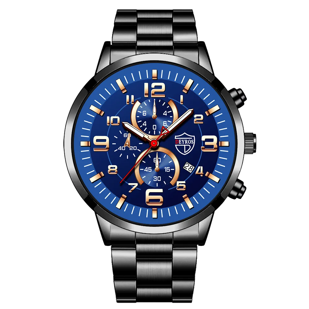 2022 Gold Watch Large Dial Men's Watch Middle East Explosive Luminous Calendar Steel Band Men's Watch Relojes Para Hombre 