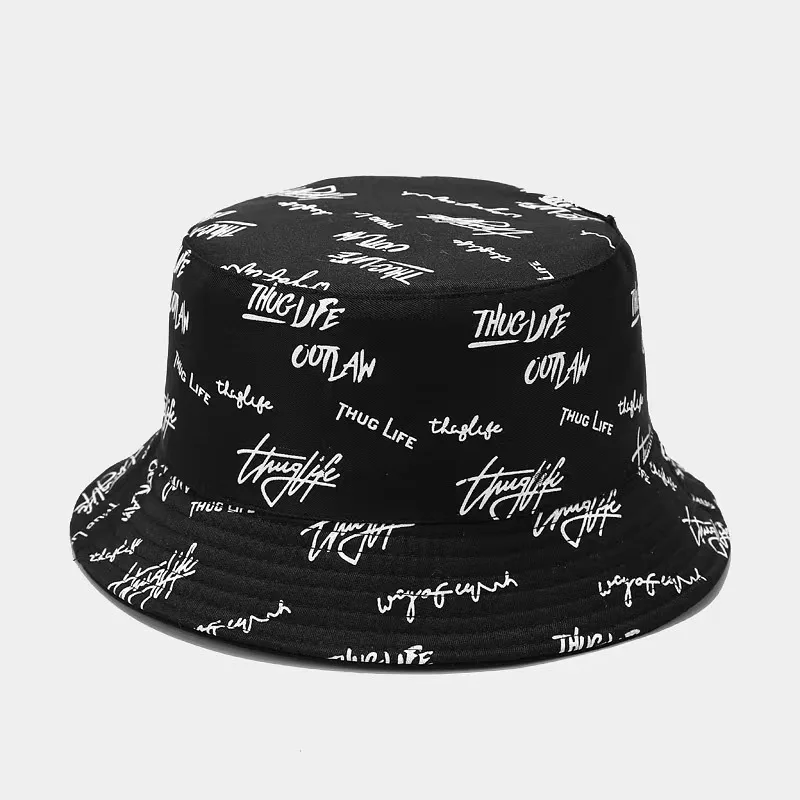 Unisex Letter Embroidery Printing Bucket Hats Fisherman Hats Outdoor Casual Sunscreen Cap