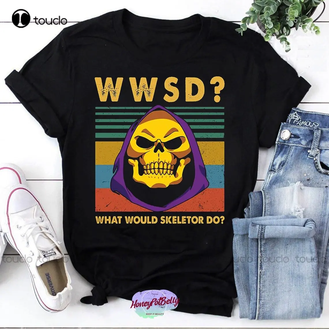 Wsd Cosa Potrebbe Skeletor Fare T-Shirt Vintage Wsd Shirt Skeletor Shirt Autunno Camicie Donna Xs-5Xl Regalo Personalizzato Unisex Streetwear