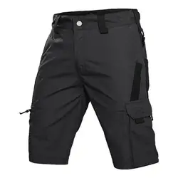 Military Green Waterproof Tactical Cargo Shorts for Men - Multi - Pocket Outdoor Summer Wear (Black)