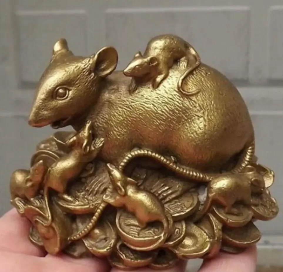 

Медная Статуэтка китайская медная латунная Статуэтка Крыса фэншуй Мышь Статуэтка-украшение для дома подарки Металлическая статуэтка ручной работы