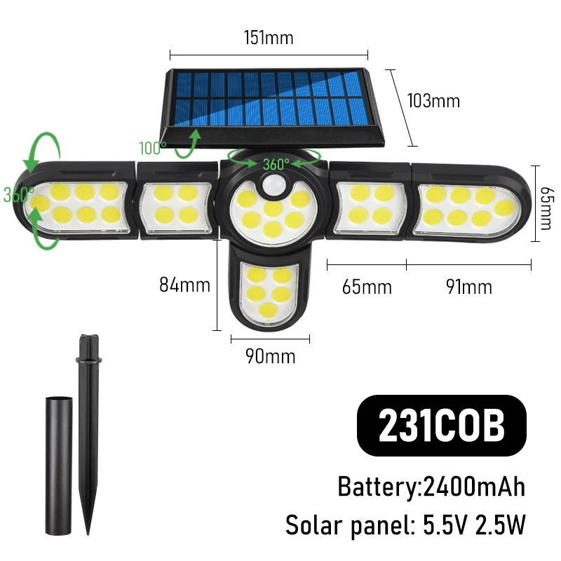 bright solar lights LED Outdoor Solar Lamp Multiple Heads Lighting Lawn Ground Light Motion Sensor Human Induction 3 Modes Spotlights Garden Lights solar powered fairy lights Solar Lamps