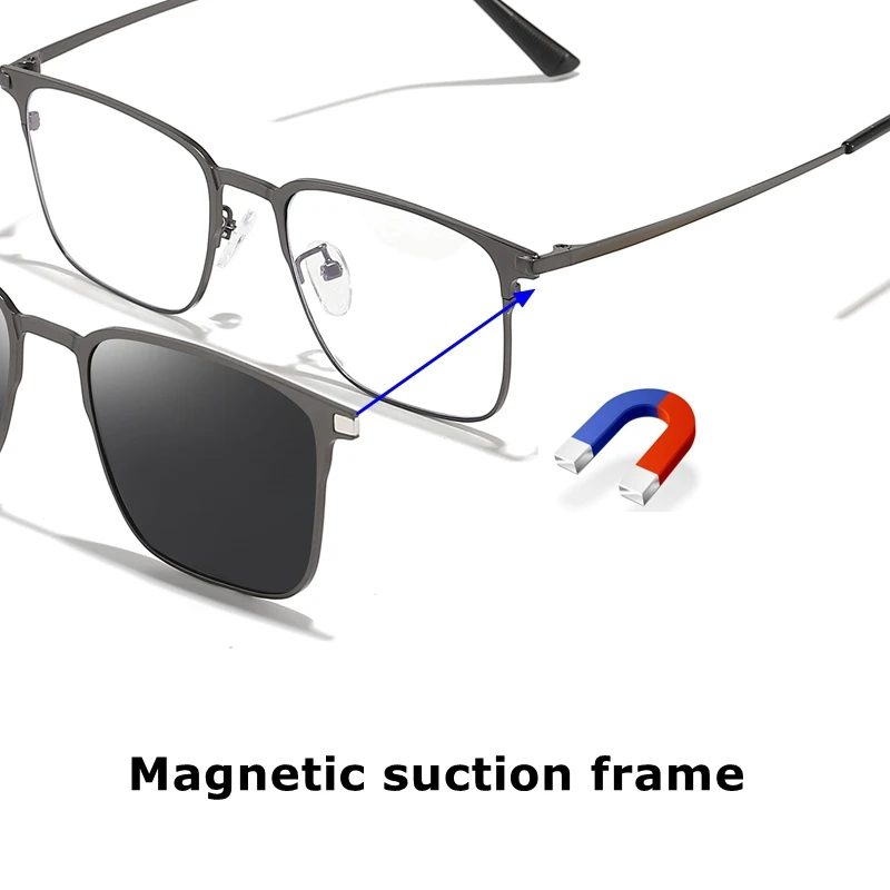 Classic Square Metal 3 In 1 Magnet Clip On Gl Frame Polarized Sungl For Men Women 2023 Nuovo computer ottico_voghion.com