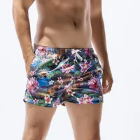 Casual Hawaiian Swimming Trunks For Men Boho Vintage Floral Print Board Shorts Drawstring Double Pocket Trunks Surfing Swim Wear 2