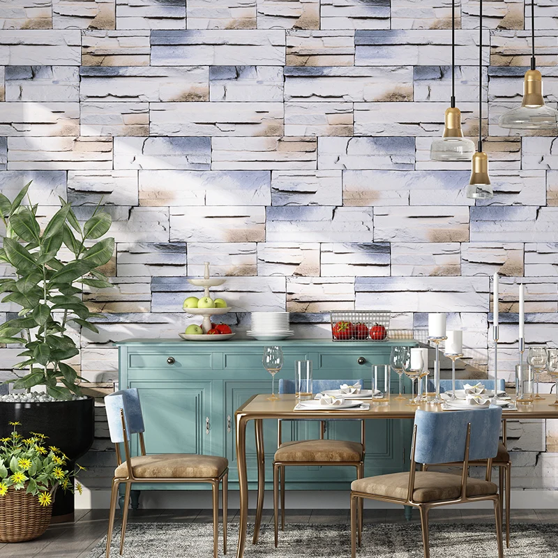 

3D Culture Stone Wallpaper Vintage Waterproof Mottled Brick Pattern Wallpaper Cafe Bar Restaurant Clothing Store Wall Paper