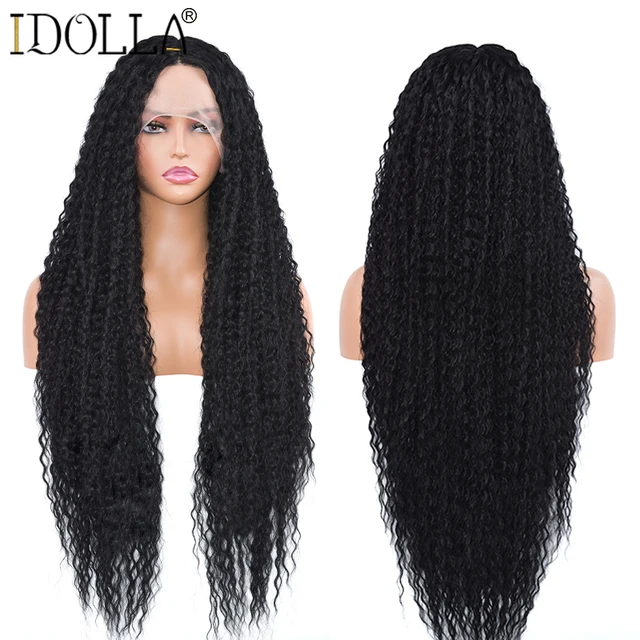 Deep Wave Lace Front Wig Kinky Curly Synthetic Wigs 13x4X1 Cosplay Party High Temperature Synthetic Wig