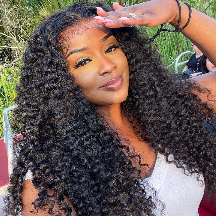 

Glueless Deep Wave 13x4 Hd Lace Frontal Human Hair Wigs Transparent Brazilian 40 Inch Water Wave Lace Front Wig For Black Women