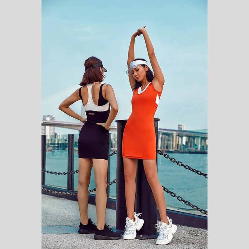New Tennis Dress Sports Dress Anti-light One-piece Yoga Clothes Breathable Quick-drying Fitness Clothes Women Tennis Skirt