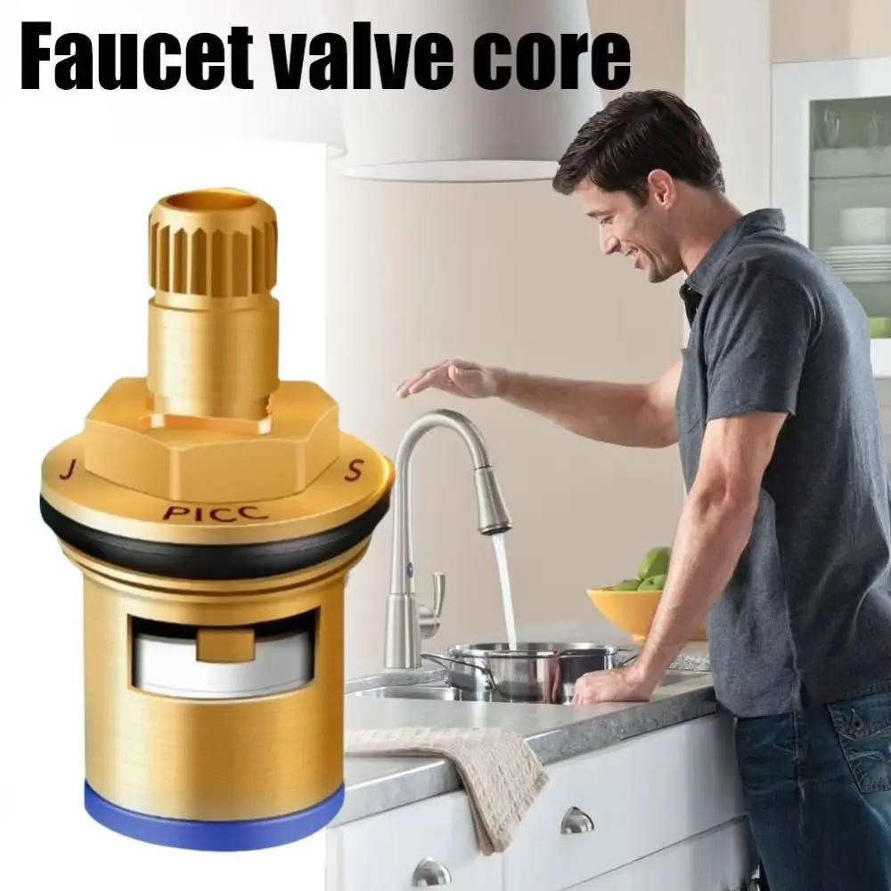 Brass Material Faucet Valve Core Threaded Design Ceramic Valve Faucet Cartridge Durable Copper Construction Faucet Inner Valve