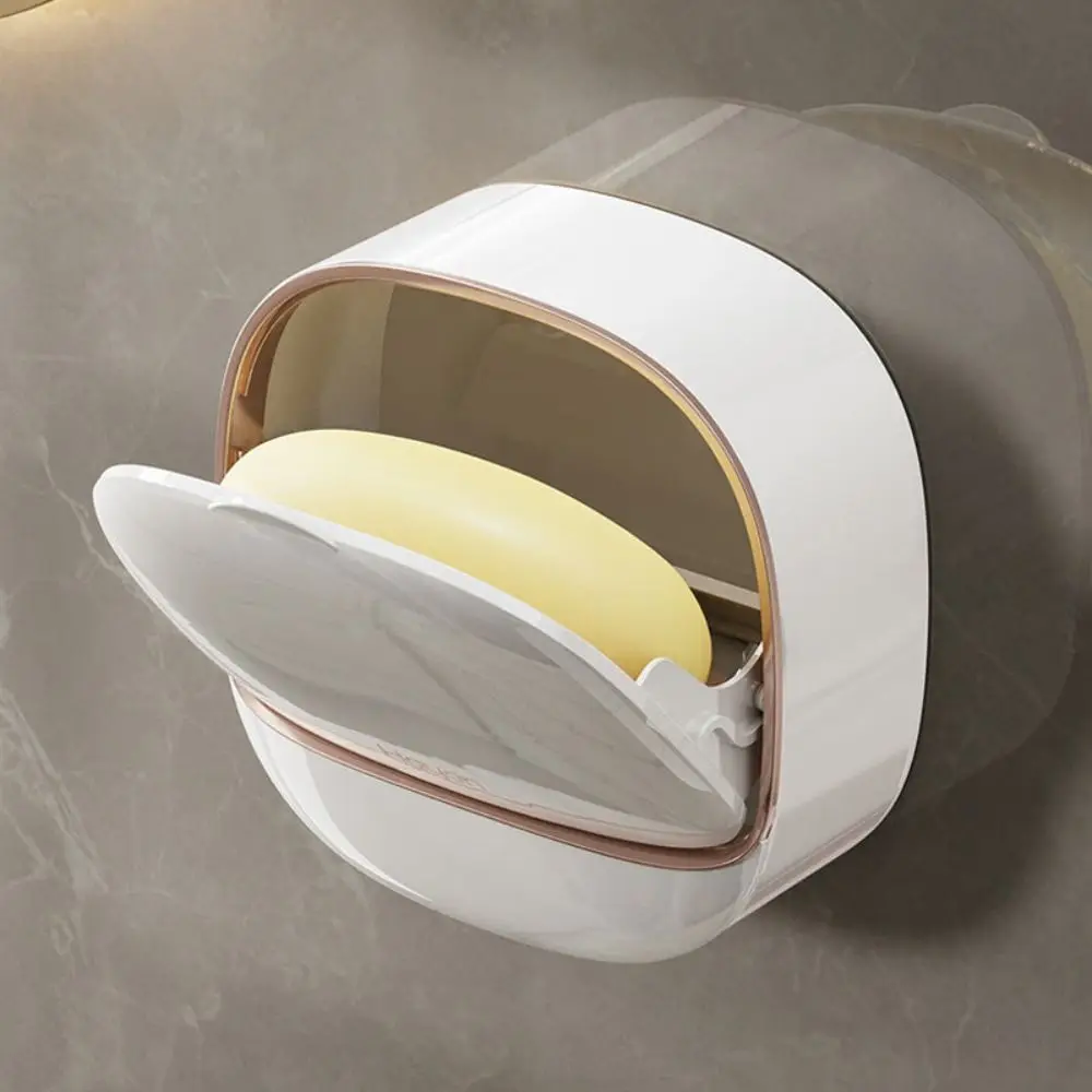 Soap Dish Drainage Box Punch-Free Soap Holder Bathroom Drain Box Flip Drain Storage Case Bathroom Accessories
