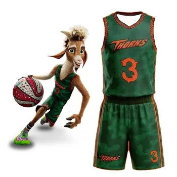2026 New Anime Movie Sports Suit, V-neck Vest Set, Green Thorn Basketball Sports Vest, "Vineland Thorns" Clothing 1