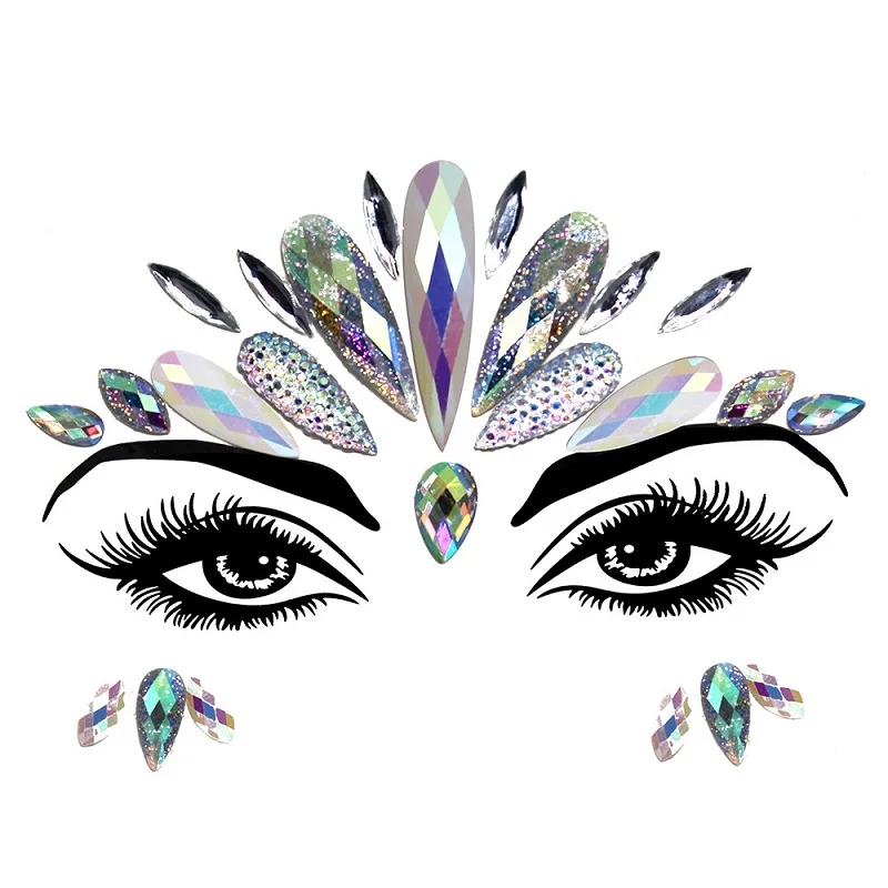 Rhinestone Face Jewels: Festival Glitter Crystal Stickers