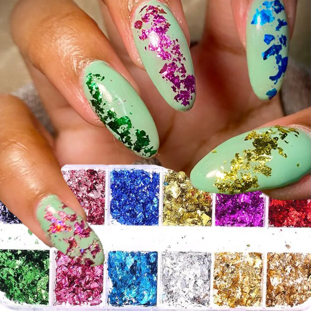 Nail Art Foil  Nail Glitter - 3/10/12 Nail Art Silver Gold Flakes Glitter  Body - Aliexpress