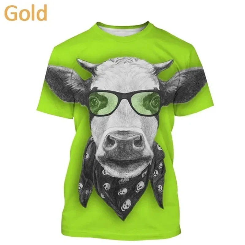 3D-Gedrucktes Kuh-Motiv Herren Sportliches Schnelltrocknendes Atmungsaktives T-Shirt Lustiges Retro Outdoor Street Casual Kinder Kurzarm-Shirt – Detail 11