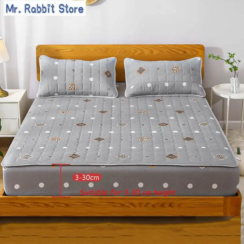 

Thickened Cover Bed Cover Thick Cushion Bedspread Single Piece Solid Color Quilted Printed Antifouling Mattress Protective