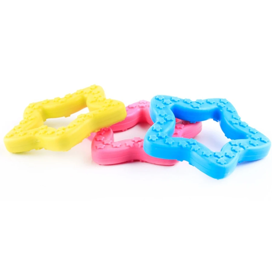 1PC rubber toy, resistant to biting, grinding, and teeth strengthening, five pointed star toy