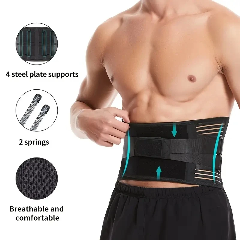 Adjustable Back Lumbar Support Belt Protection Gym Trainer Waist Spine Brace Belt  Double Pull Decompression Antiskid Breathable