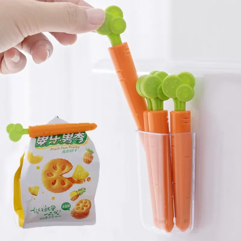 Bag Clips 5pcs Portable Food Snack Bag Sealing Clamp Carrot Shape Food Fresh Keep Organizer Sealing Clips Kitchen Storage Tools