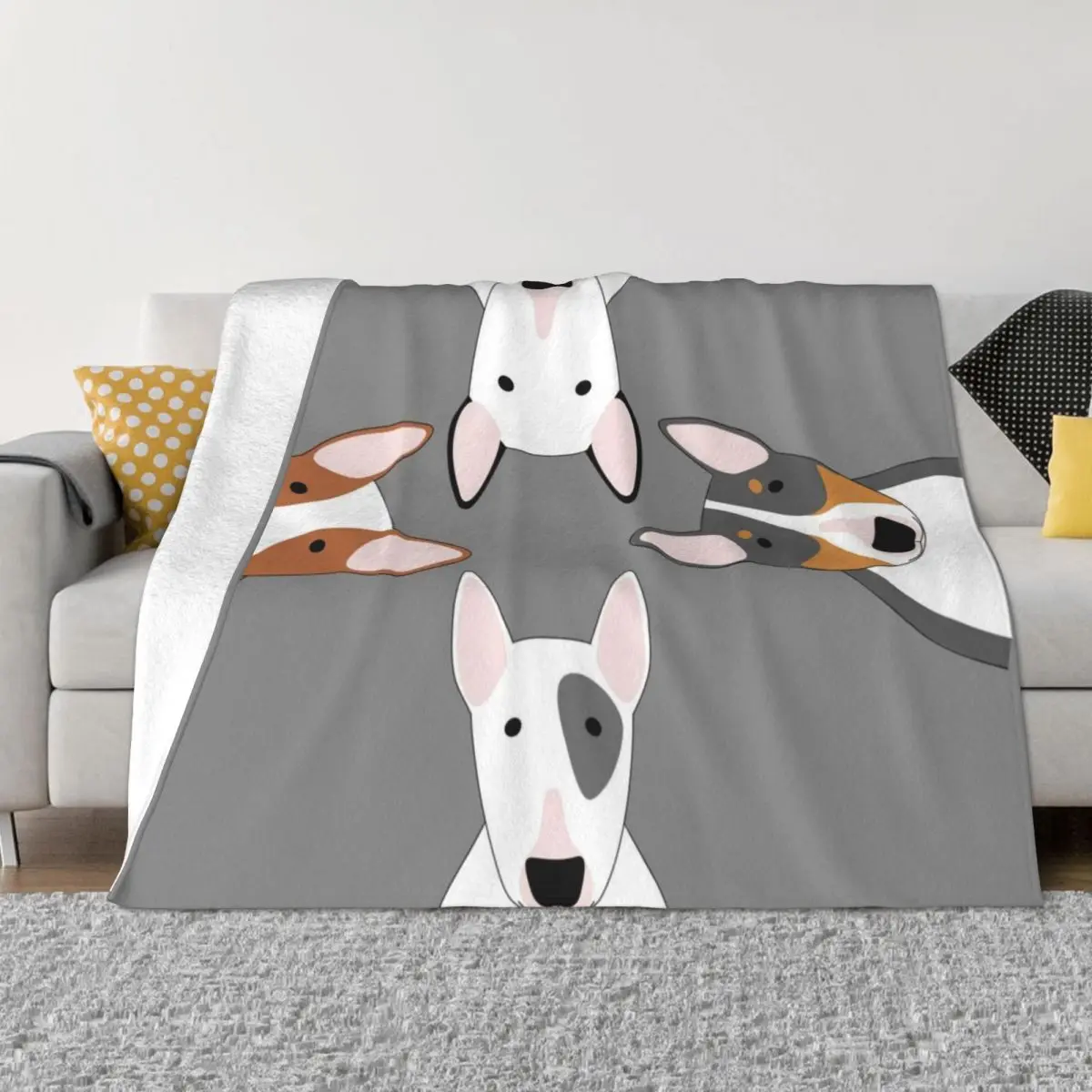 

Bull Terrier Squad Throw Blanket Giant Sofa wednesday Softest Decorative Sofa Blankets