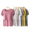 Modal Summer Breastfeeding T-shirt For Pregnant Women Postpartum Mommy Home Tops Maternity Mother Nursing Clothes Plus Size 3XL 1