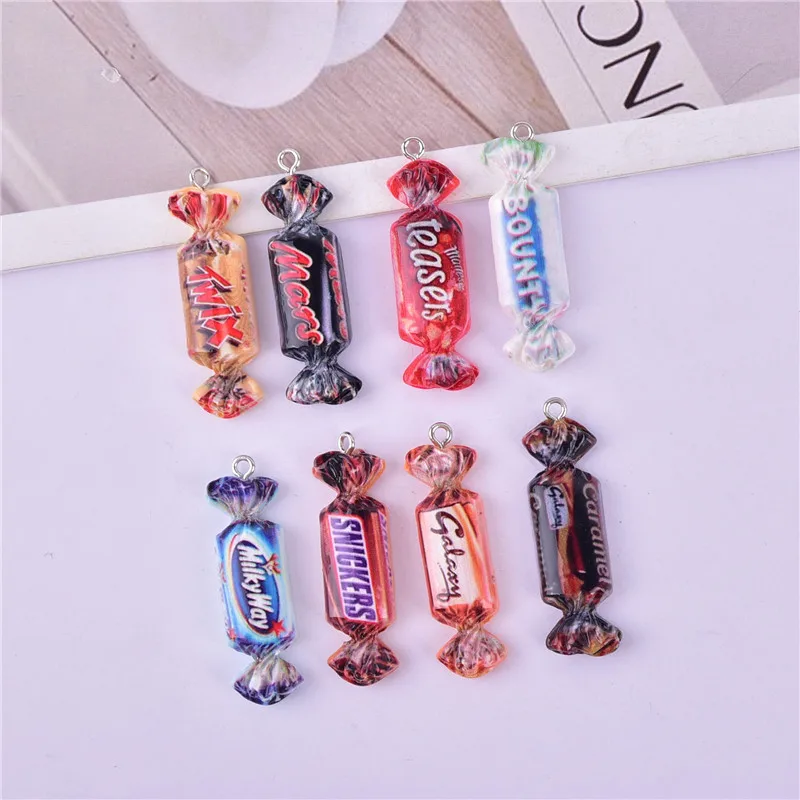 10Pcs Cute Resin Candy Cabochon Charms Pendant For DIY Earring Keychain Necklace - Foto 9