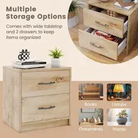 Modern 2-Drawer Nightstand for Small Spaces, Oak Wood Bedside Table with Storage 5