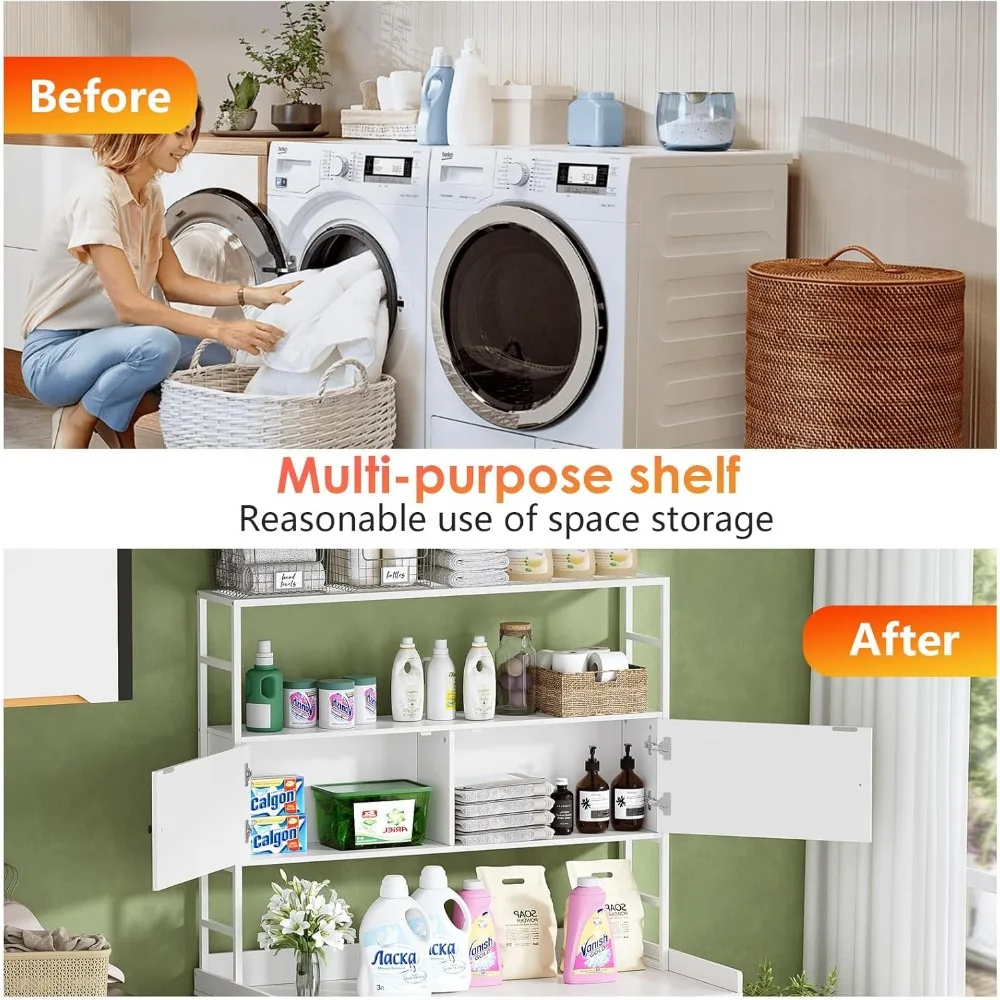 Washer Dryer Countertop,3-Tier Washer and Dryer Covers,Wood Over Washer and Dryer Countertop Shelves for Laundry Organization 4