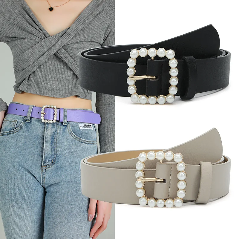 Luxury Belts Women Pearl Belt Men Women New Buckle Pearl Belts G