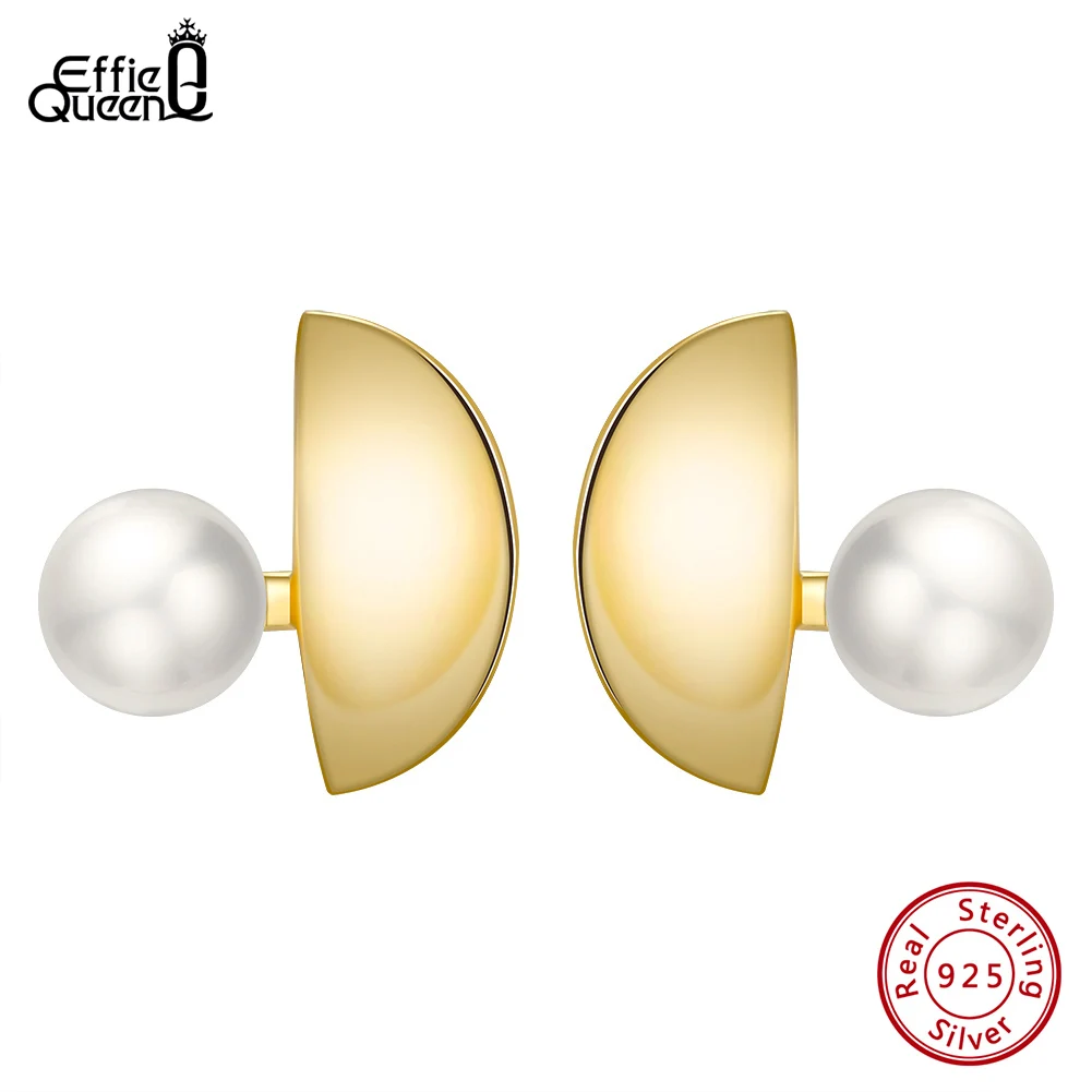 

Effie Queen 925 Sterling Silver Simple Design Pearl Earrings for Women Fashion Natural Baroque Pearl Earrings Jewelry Gift GPE48