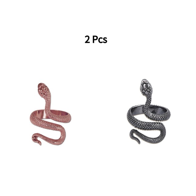 Punk Snake Ring for Men Women Exaggerated Antique Siver Color Fashion Personality Stereoscopic Opening Adjustable Rings