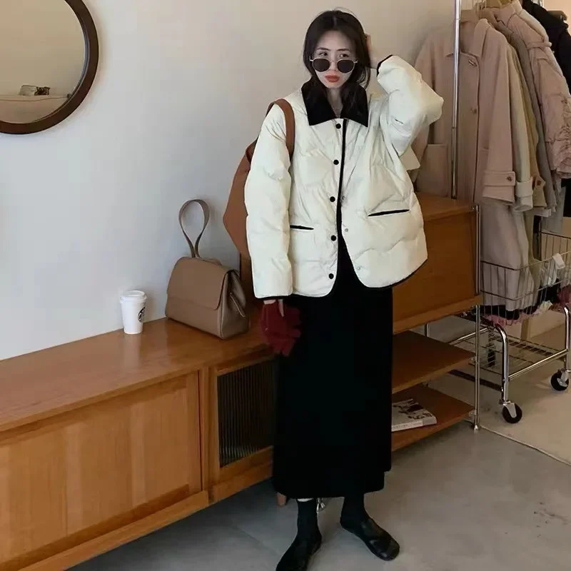 2024 New Women Down Jacket Winter Coat Female Short Parkas Versatile Sense of Design Outwear Leisure Time Temperament Overcoat
