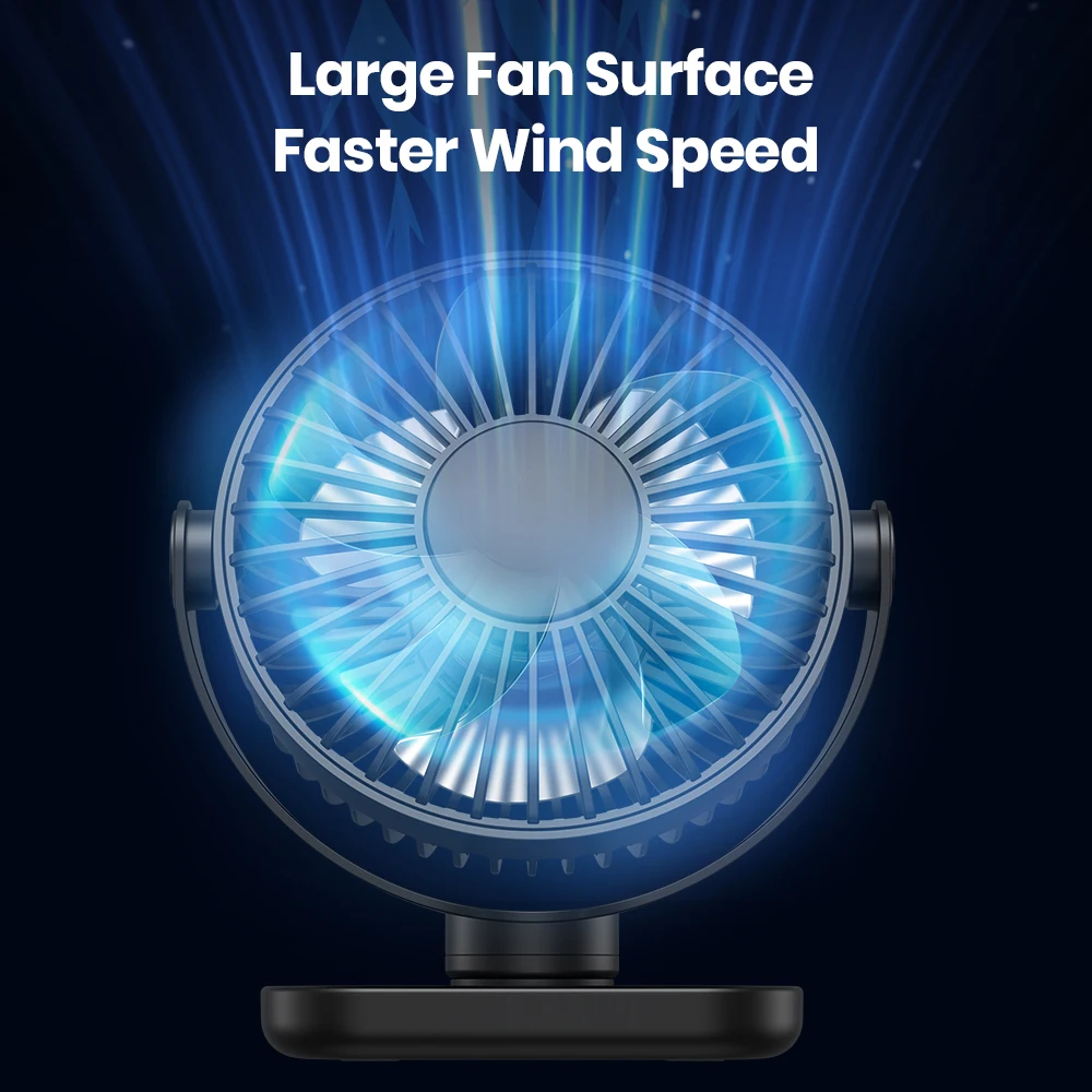 K62C Portable Mini USB Desk Fan,360°Rotation 3 Speeds Powerful Airflow,Small Coo